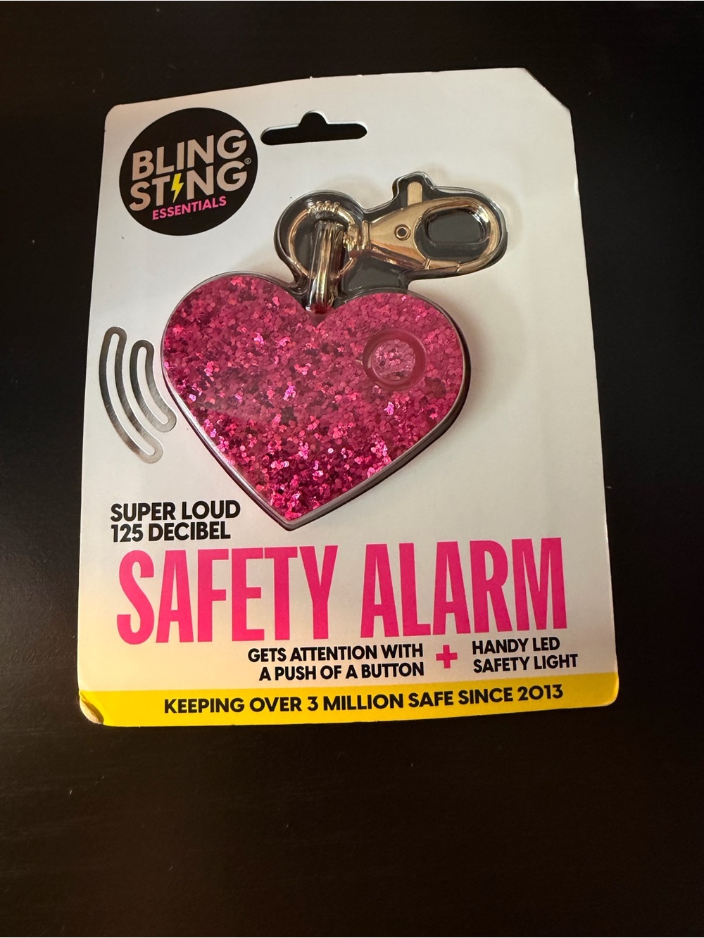 Pink Heart Safety Alarm with LED